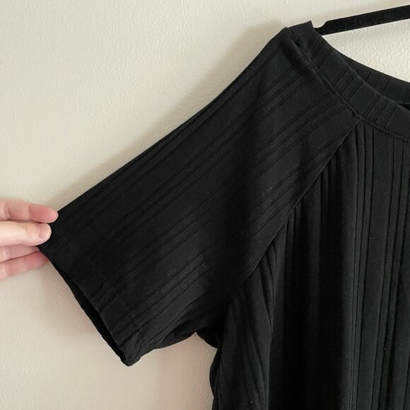 ModCloth Women 1X Black Stretch Bateau So Beautiful Ribbed Short Sleeve Top NWT - Picture 6 of 12